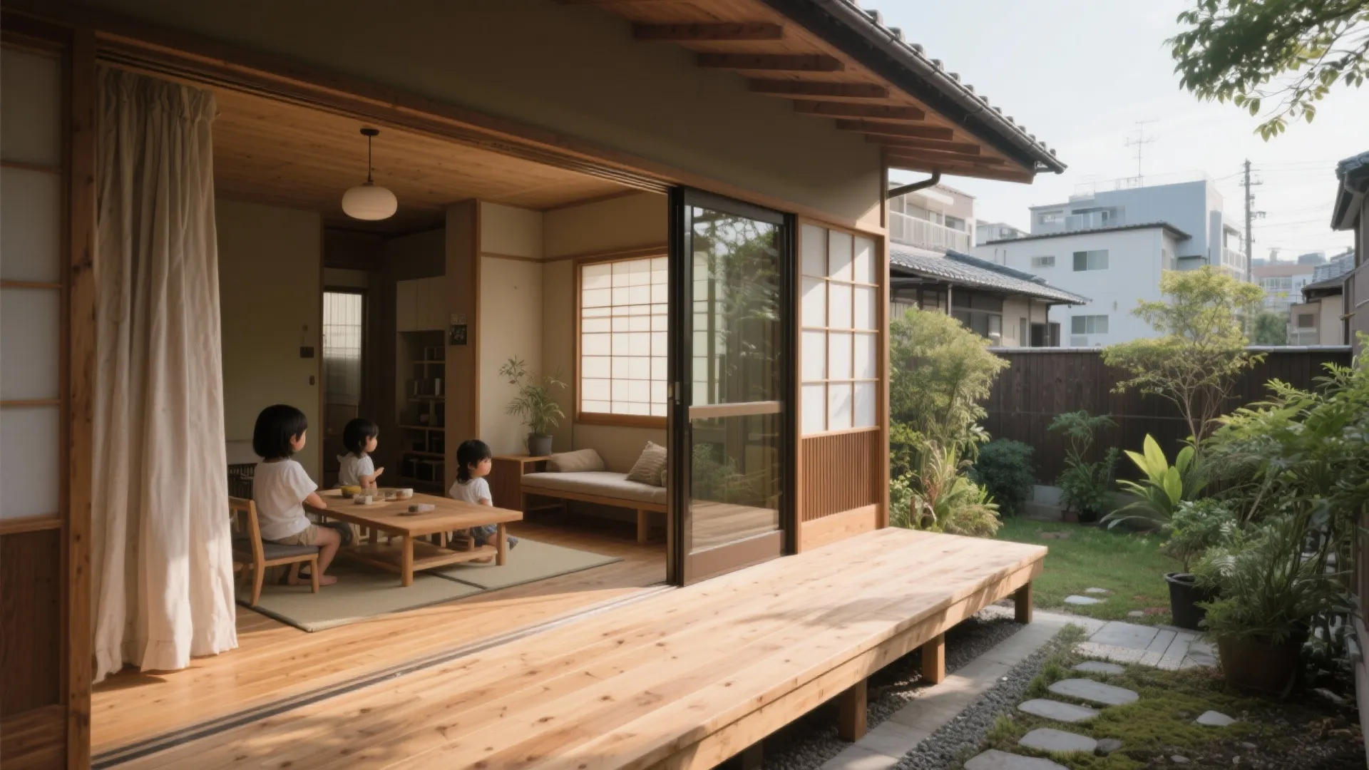 外と中を地続きにする縁側テラス：1.2mの“余白”が暮らしを変える（东京・京都の暮らし方）